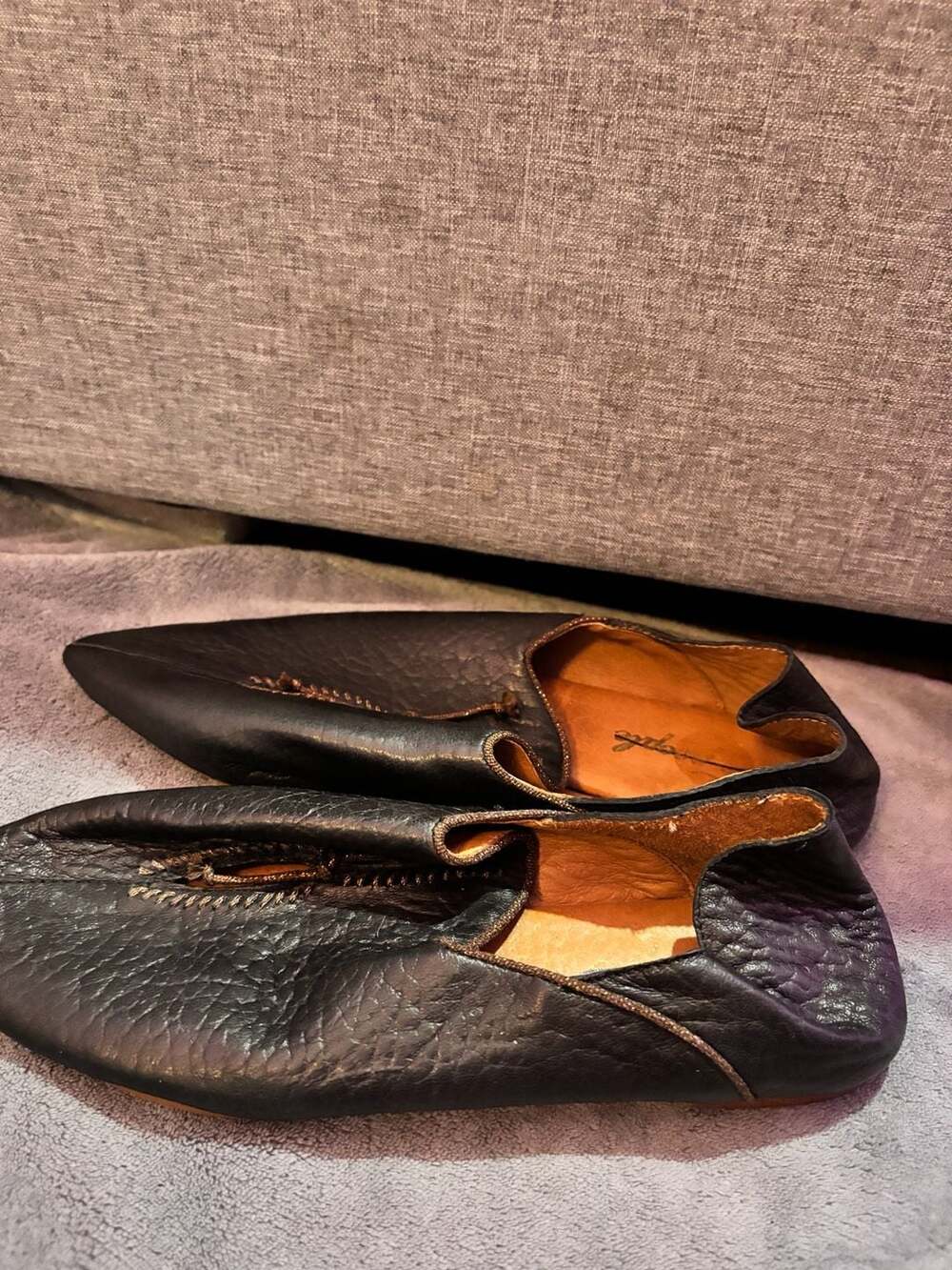 Free People Black Leather Pointed Slip-On Flats Loafers 39 (8.5)